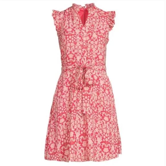 VINCE CAMUTO Floral Belted A-Line Dress Sz 4 - Picture 7 of 7